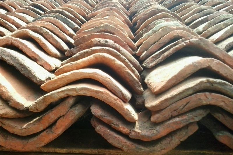 Close-up of a clay tile roof